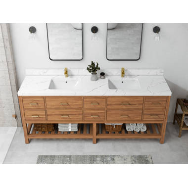 Willow Collections Parker Teak 84'' Free-standing Double Bathroom